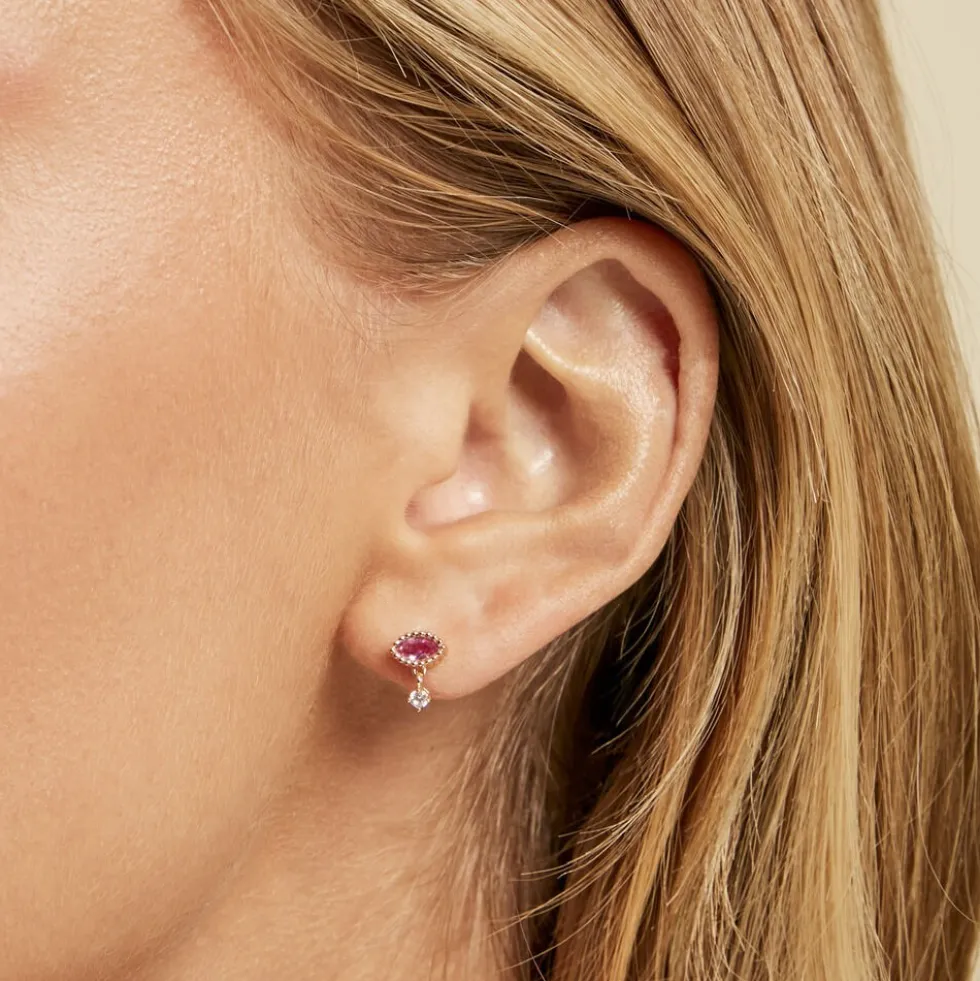 Boucles D'oreilles Puces Azel Plaqué Or Jaune Oxyde De Zirconium
