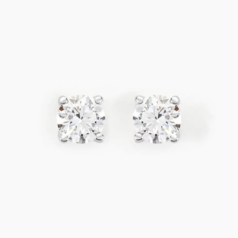 Boucles D'oreilles Puces Aphrodite Or Blanc Diamant