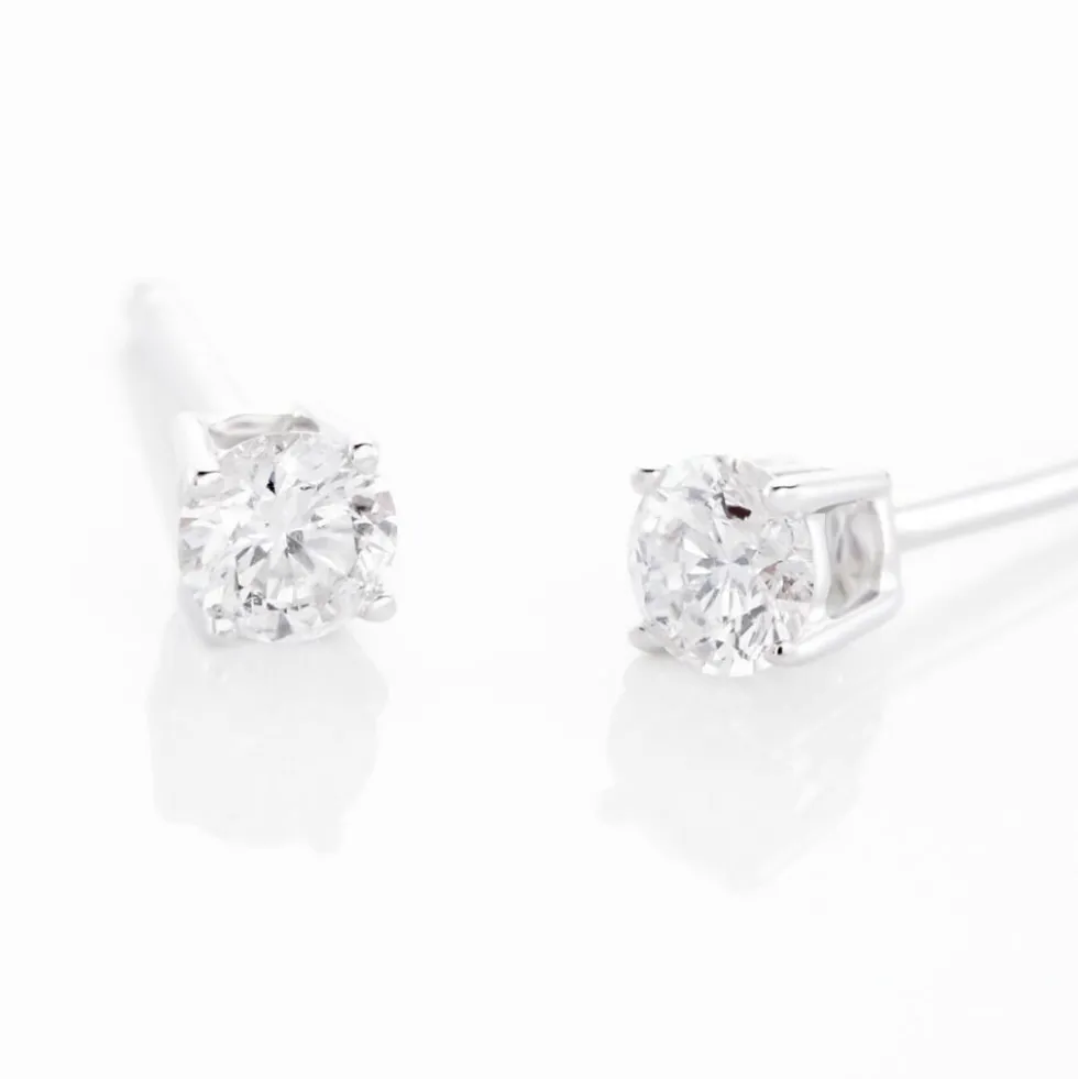 Boucles D'oreilles Puces Aphrodite Or Blanc Diamant