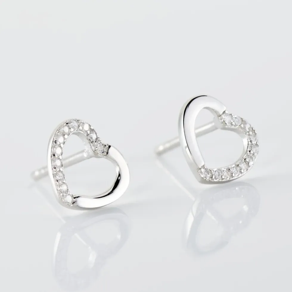 Boucles D'oreilles Puces Argent Blanc Saverio Oxydes De Zirconium