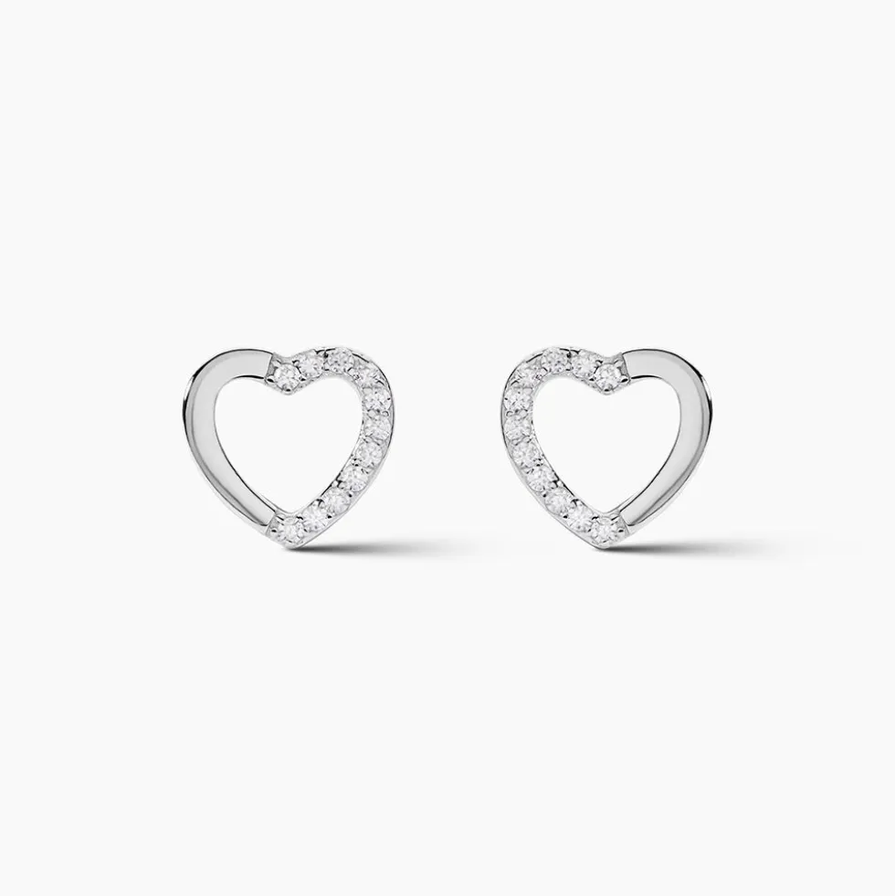 Boucles D'oreilles Puces Argent Blanc Saverio Oxydes De Zirconium