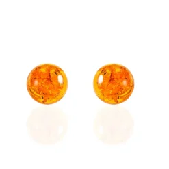 Boucles D'oreilles Puces Argent Blanc Brunhilld Ambre