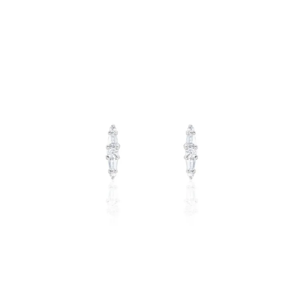 Boucles D'oreilles Puces Adriaan Argent Blanc Oxyde De Zirconium