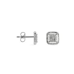 Boucles D'oreilles Puces Alessia Or Blanc Diamant