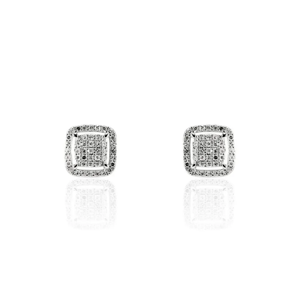 Boucles D'oreilles Puces Alessia Or Blanc Diamant