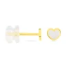 Boucles D'oreilles Puces Amaryllis Coeur Or Jaune Nacre