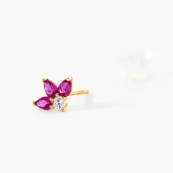 Boucles D'Oreilles Puces Blanid Or Jaune Oxyde De Zirconium