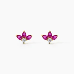 Boucles D'Oreilles Puces Blanid Or Jaune Oxyde De Zirconium