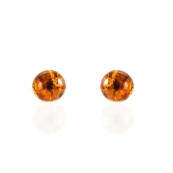 Boucles D'oreilles Puces Brunhild Argent Blanc Ambre