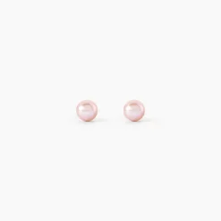Boucles D'Oreilles Puces Bianca Or Jaune Perle De Culture