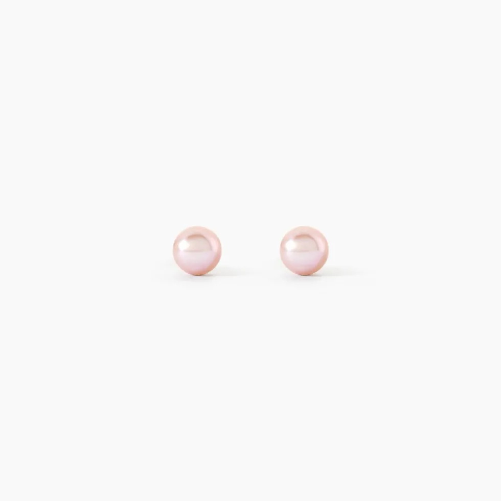 Boucles D'Oreilles Puces Bianca Or Jaune Perle De Culture