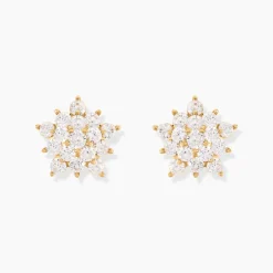Boucles D'oreilles Puces Bleuenn Plaqué Or Jaune Oxyde De Zirconium