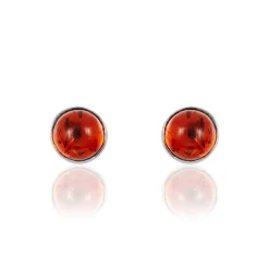 Boucles D'oreilles Puces Brunhild Argent Blanc Ambre