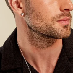 Boucles D'oreilles Puces Black Love Acier Blanc
