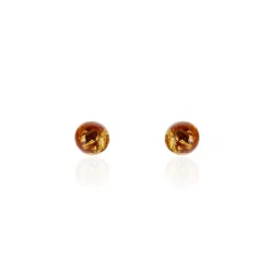 Boucles D'oreilles Puces Brunhild Argent Blanc Ambre