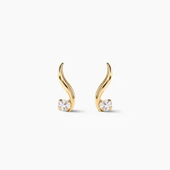Boucles D'oreilles Puces Beryl Virgule Or Jaune Oxyde De Zirconium