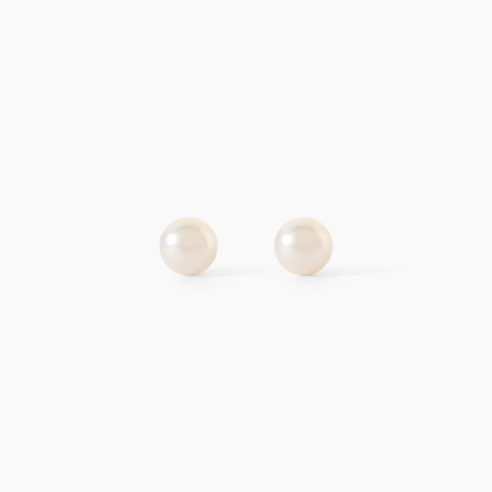 Boucles D'Oreilles Puces Bianca Or Jaune Perle De Culture
