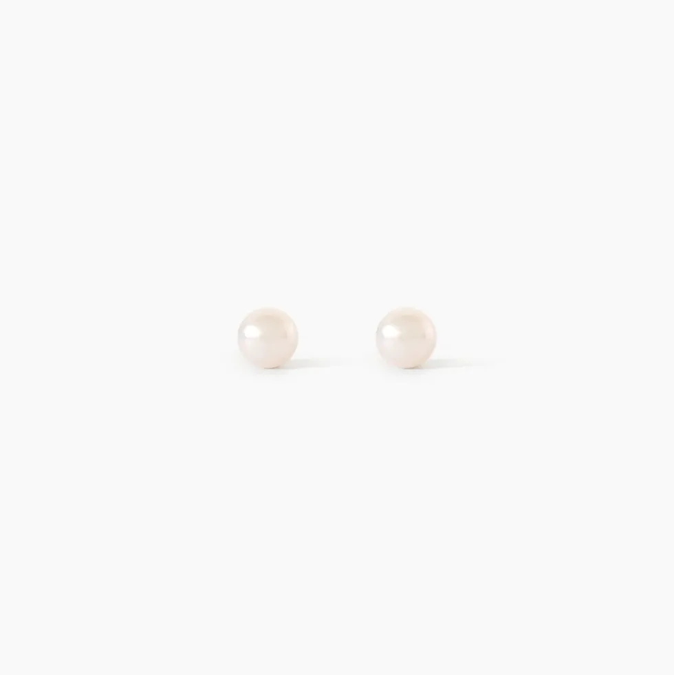 Boucles D'Oreilles Puces Bianca Or Jaune Perle De Culture