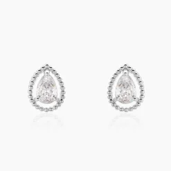 Boucles D'oreilles Puces Cyra Argent Blanc Oxyde De Zirconium