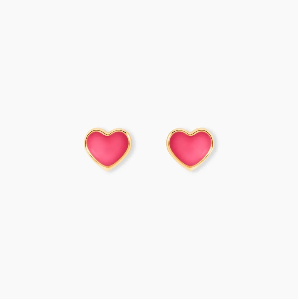 Boucles D'oreilles Puces Coeurs Or Jaune