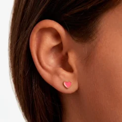 Boucles D'oreilles Puces Coeurs Or Jaune