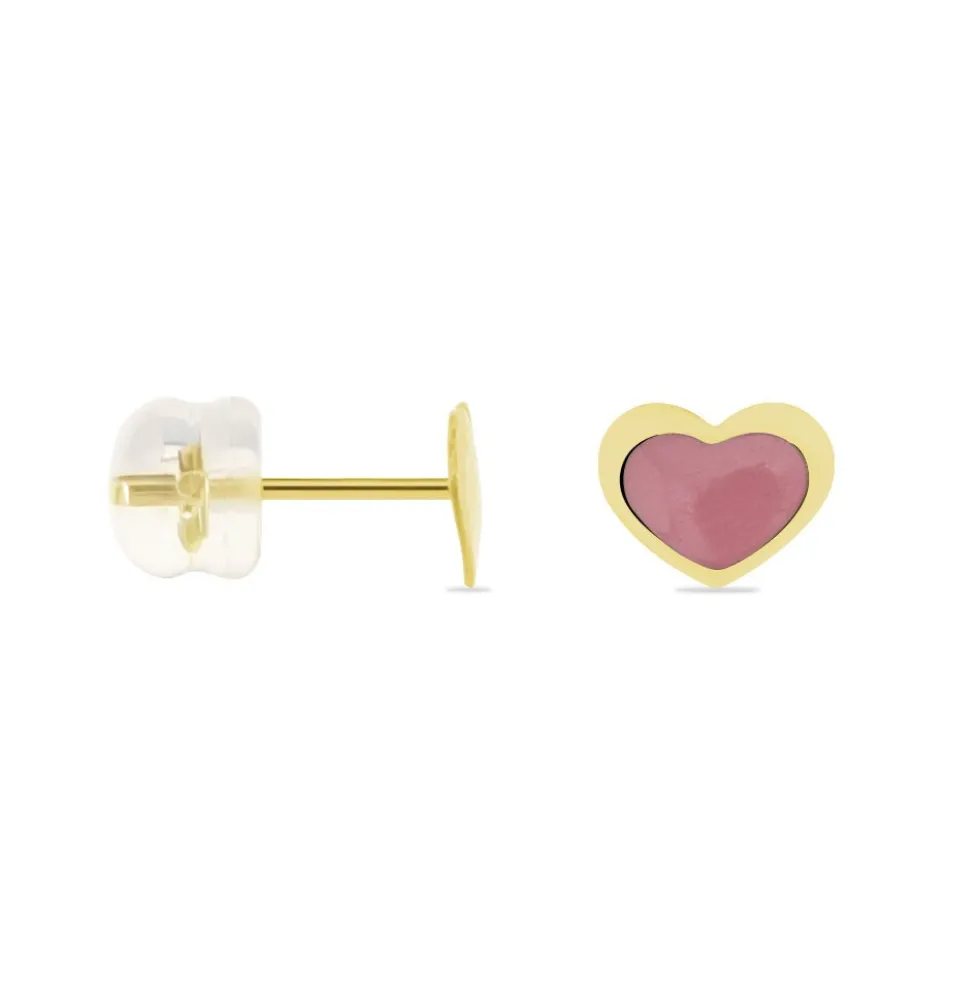 Boucles D'oreilles Puces Coeurs Or Jaune