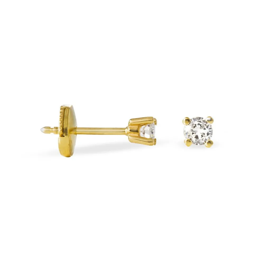 Boucles D'oreilles Puces Clavie Or Jaune Diamant