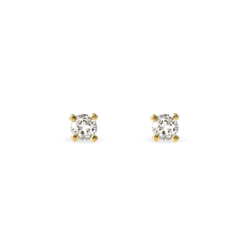 Boucles D'oreilles Puces Clavie Or Jaune Diamant