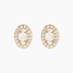 Boucles D'oreilles Puces Classical Plaqué Or Jaune Oxyde De Zirconium