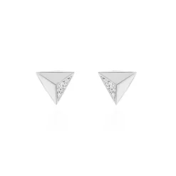 Boucles D'oreilles Puces Cleona Argent Blanc Oxyde De Zirconium