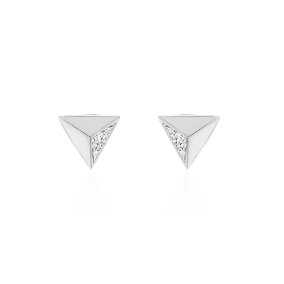 Boucles D'oreilles Puces Cleona Argent Blanc Oxyde De Zirconium