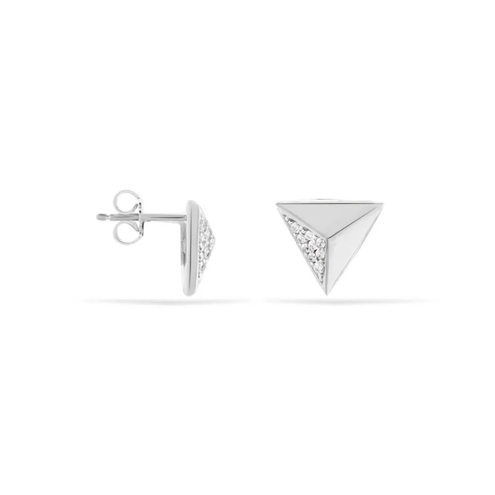 Boucles D'oreilles Puces Cleona Argent Blanc Oxyde De Zirconium