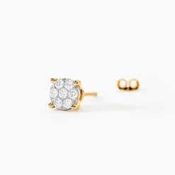 Boucles D'oreilles Puces Charlene Or Jaune Diamant Synthetique
