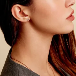 Boucles D'oreilles Puces éclat Perlé Plaqué Or Oxyde De Zirconium