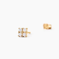 Boucles D'oreilles Puces éclat Perlé Plaqué Or Oxyde De Zirconium