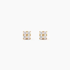Boucles D'oreilles Puces éclat Perlé Plaqué Or Oxyde De Zirconium