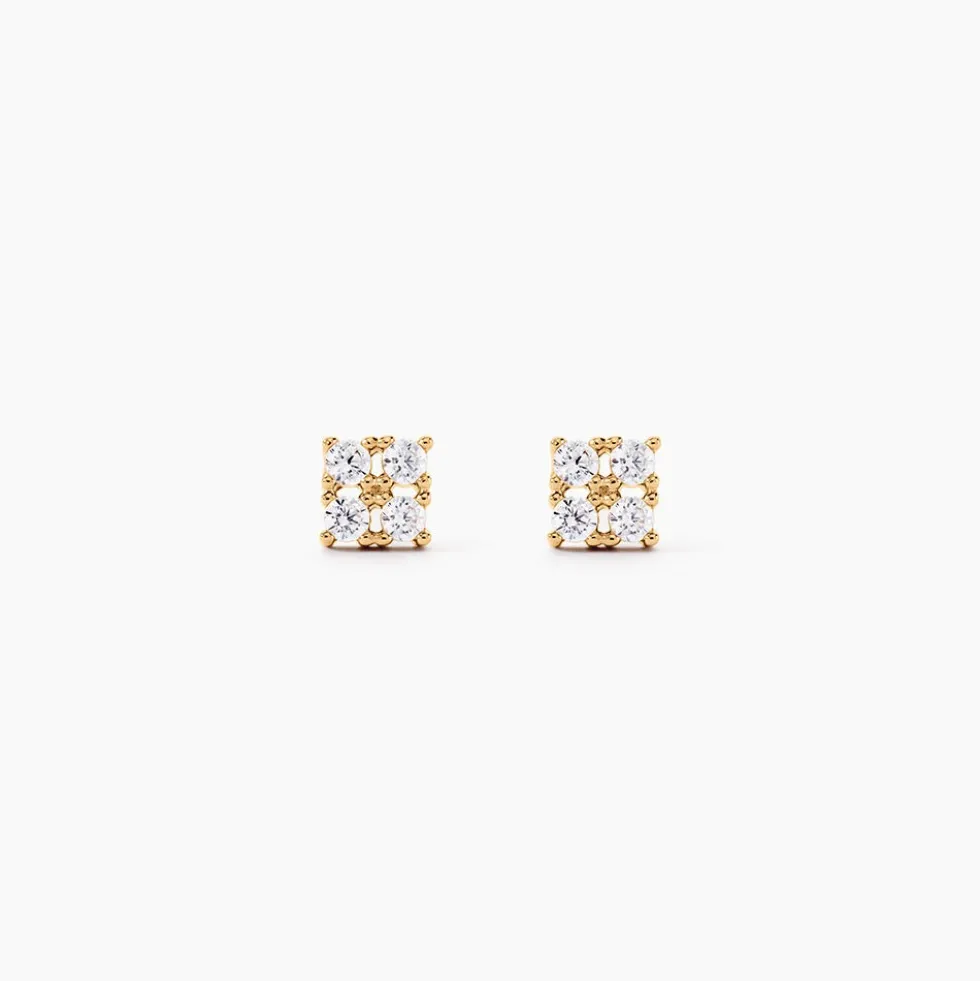 Boucles D'oreilles Puces éclat Perlé Plaqué Or Oxyde De Zirconium