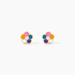 Boucles D'Oreilles Puces Caly Or Jaune Oxyde De Zirconium