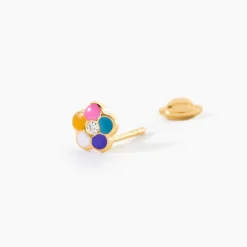 Boucles D'Oreilles Puces Caly Or Jaune Oxyde De Zirconium