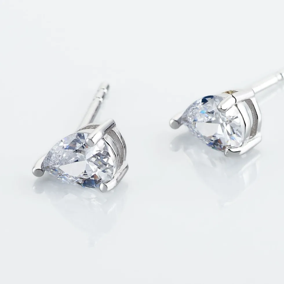 Boucles D'oreilles Puces Clarysse Argent Blanc Oxyde De Zirconium