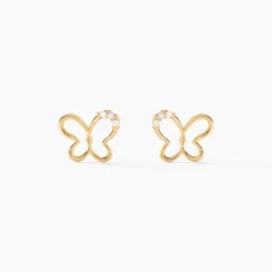 Boucles D'oreilles Puces Camomille Or Jaune Oxyde De Zirconium