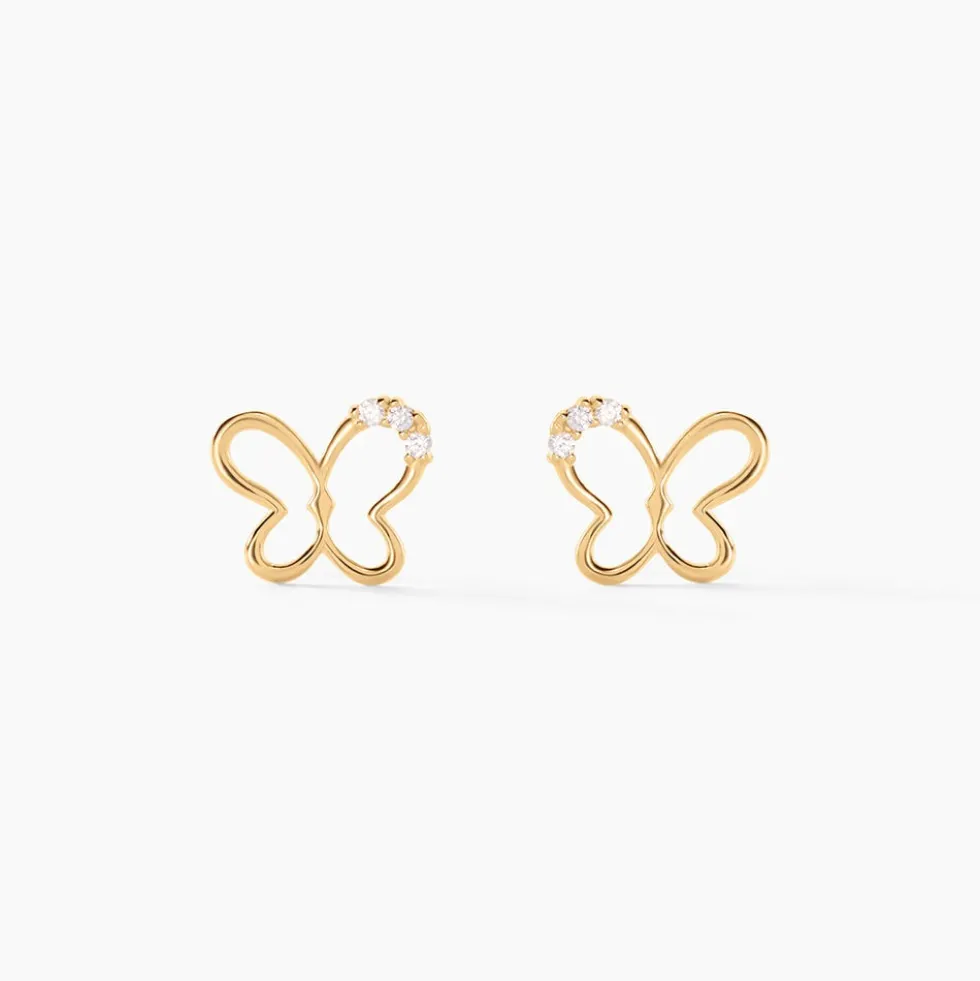 Boucles D'oreilles Puces Camomille Or Jaune Oxyde De Zirconium