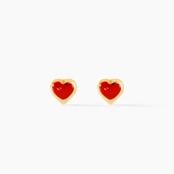 Boucles D'oreilles Puces Coralie Coeur Or Jaune