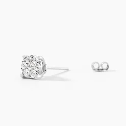 Boucles D'oreilles Puces Charlene Or Blanc Diamant Synthetique