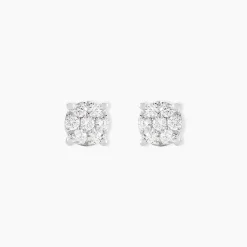 Boucles D'oreilles Puces Charlene Or Blanc Diamant Synthetique