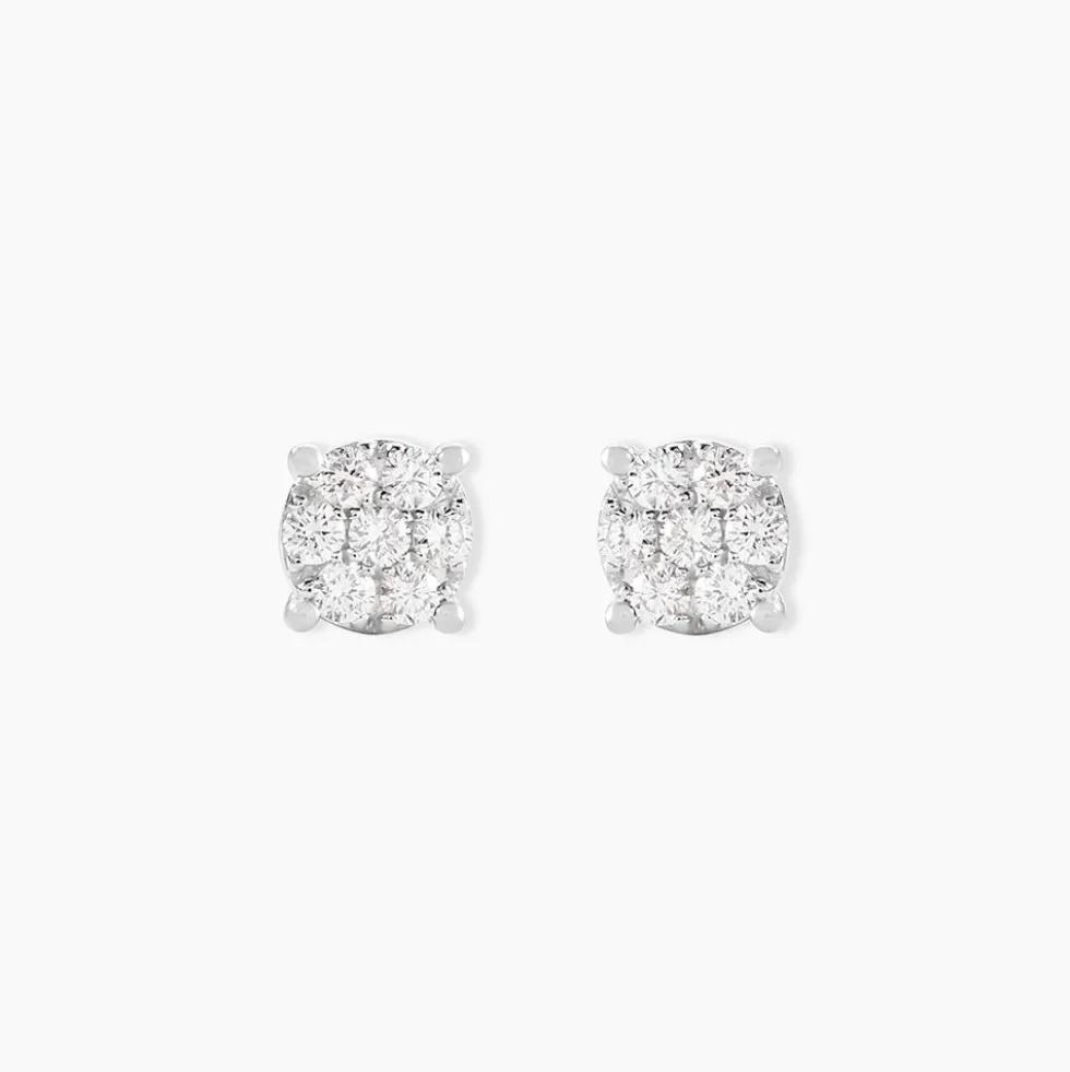Boucles D'oreilles Puces Charlene Or Blanc Diamant Synthetique