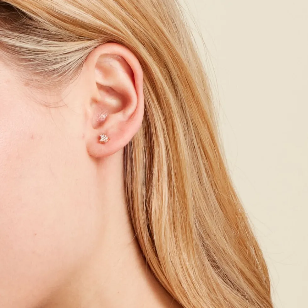 Boucles D'oreilles Puces éclat Perlé Plaqué Or Oxyde De Zirconium
