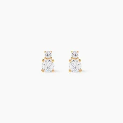 Boucles D'oreilles Puces Constancia Or Jaune Oxyde De Zirconium