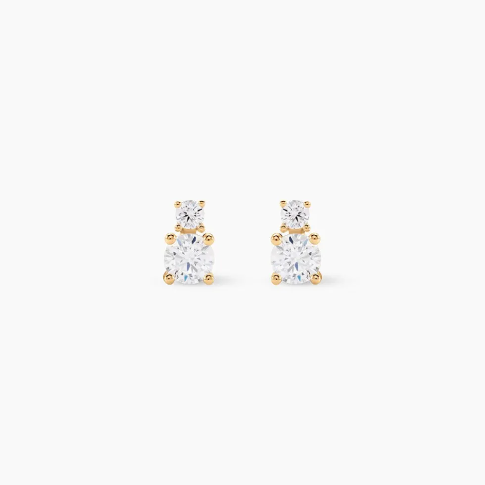 Boucles D'oreilles Puces Constancia Or Jaune Oxyde De Zirconium