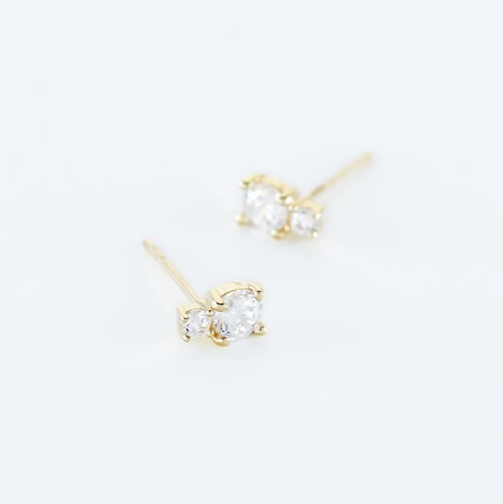 Boucles D'oreilles Puces Constancia Or Jaune Oxyde De Zirconium